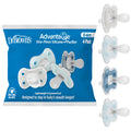 Dr. Brown's Advantage One-Piece Pacifier 0-6m, Blue/Gray/Light-Blue, 4-Pack