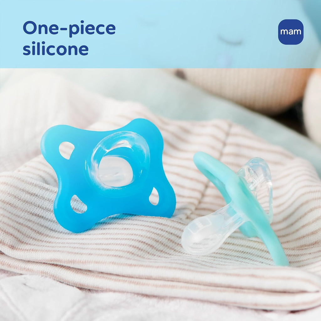 MAM Comfort Baby Pacifier 3-12 Mths Lightweight One-Piece Silicone 4 Pack