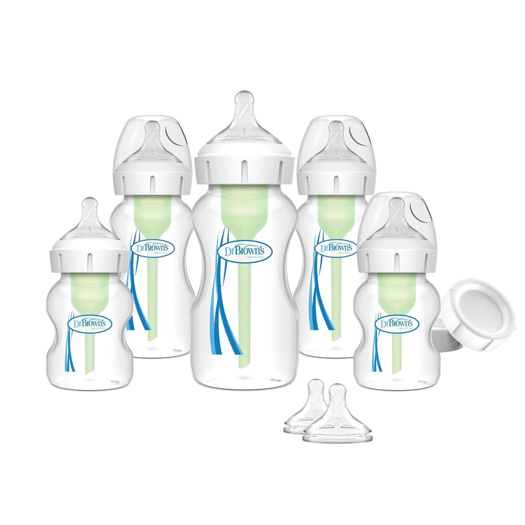 Dr. Brown's Anti-Colic Options+ Wide-Neck Baby Bottle Set, 0m+