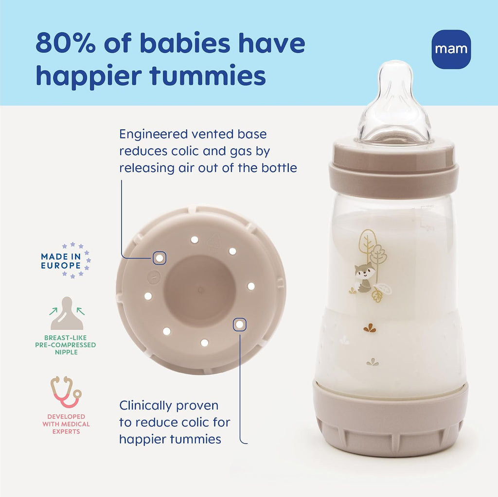 MAM 5oz Easy Start Anti-Colic+ Vented Baby Bottle, 0+ Mths, 4 Pk, Unisex