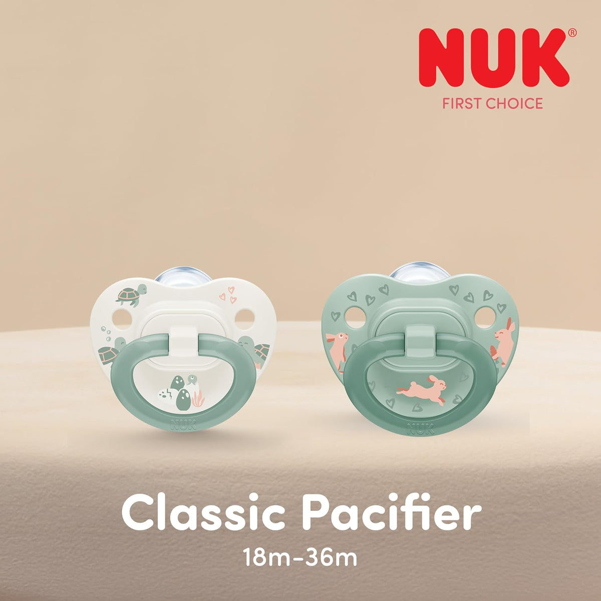 NUK First Choice Classic Orthodontic Baby Pacifier, 18-36 Months Toddler Pacifier, Blue & Orange, Baby Must Haves, 5-Pack