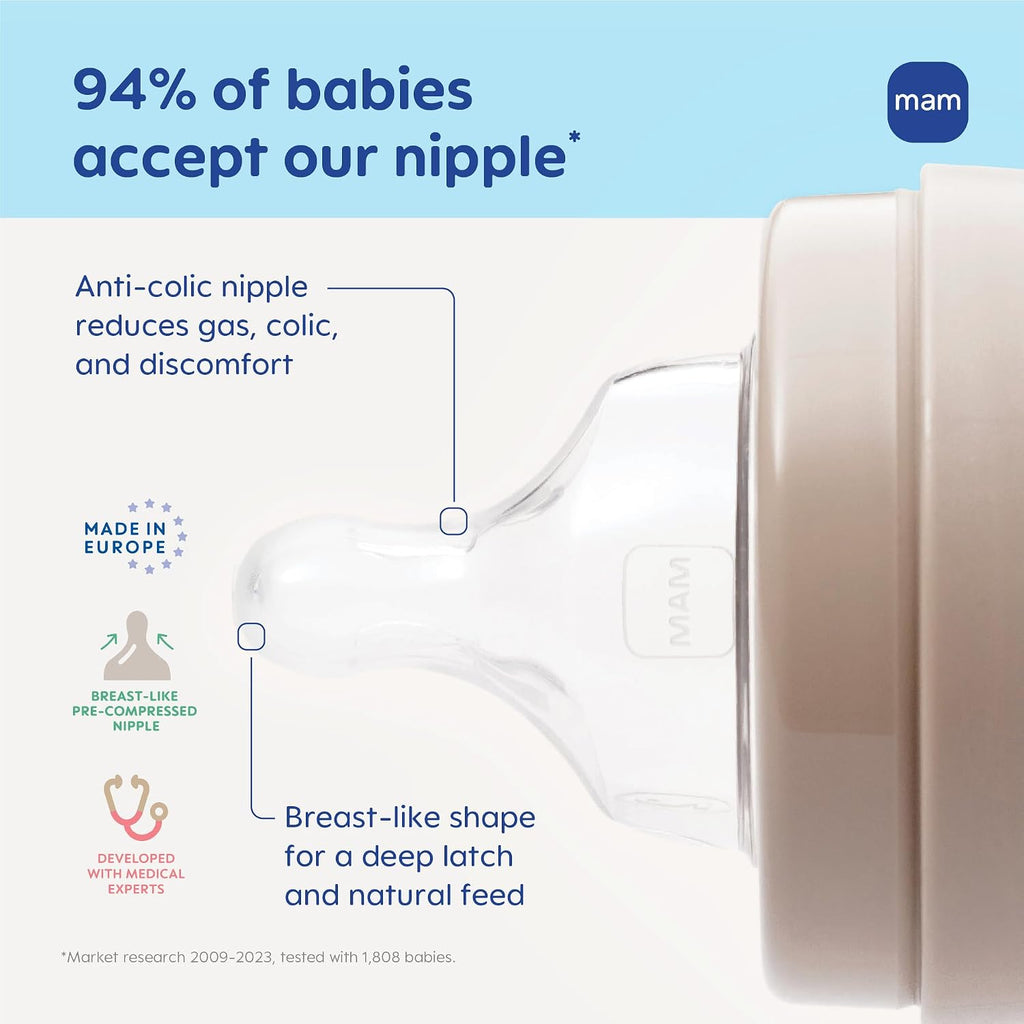 MAM 11oz Easy Start Anti-Colic+ Vented Baby Bottle, 4+ Months, 2 Pk, Unisex