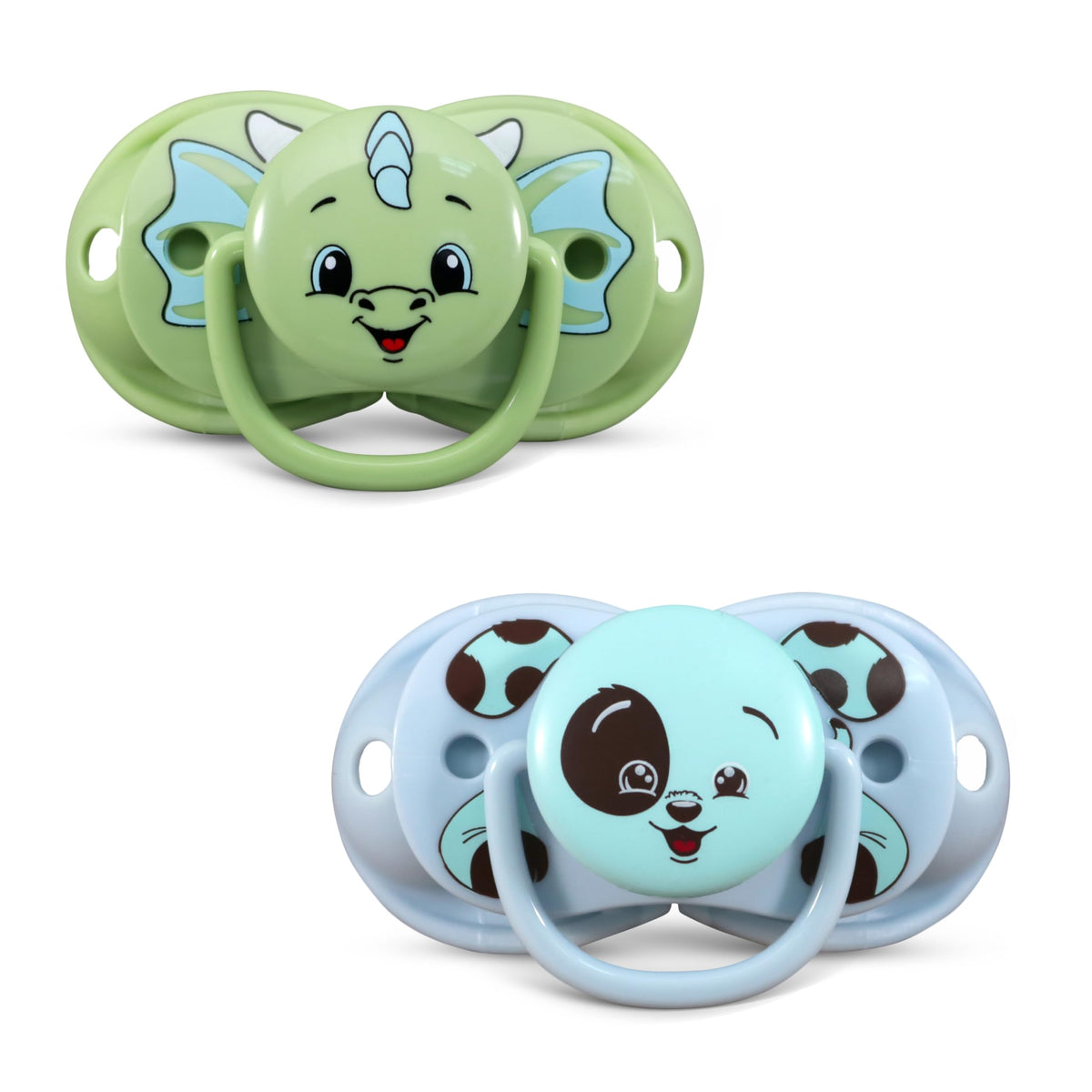 RaZbaby Keep-It-Kleen Baby Pacifier 2-Pack Closes When Dropped - BPA-Free Silicone Orthodontic Nipple, Ideal for Travel, Nipple Stays Clean, 0-36 Months - Grey/Blue