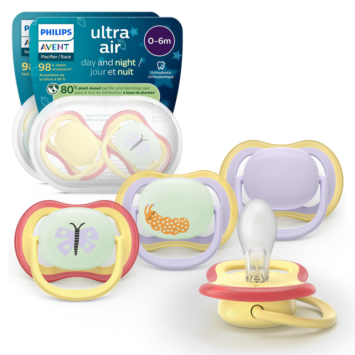 Philips Avent Ultra Soft Day & Night Baby Pacifier, 6-18 Months, BPA-Free