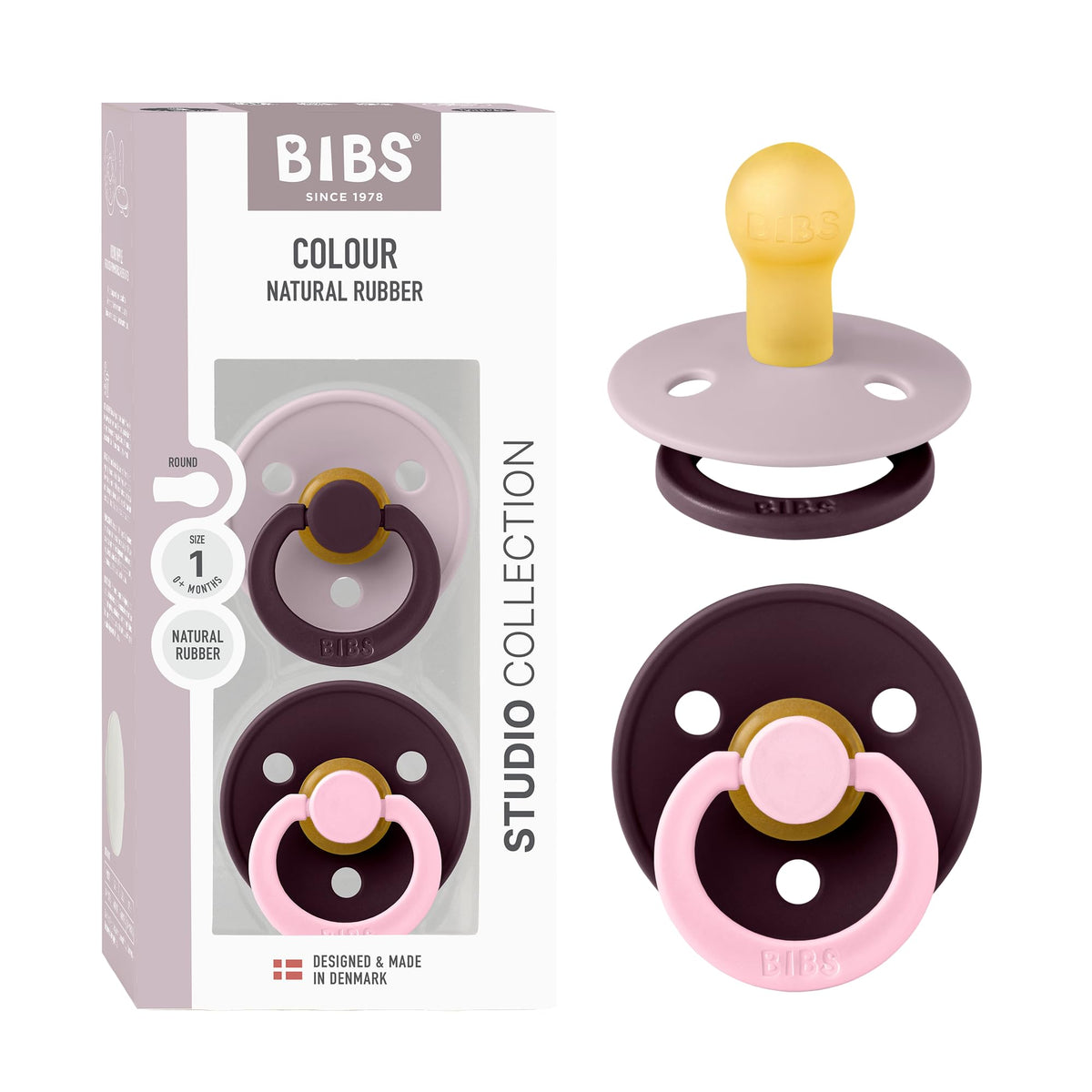 BIBS Colour Fusion Pacifier, 6-18 Months, 2-Pack, Round, Baby Blue/Petrol