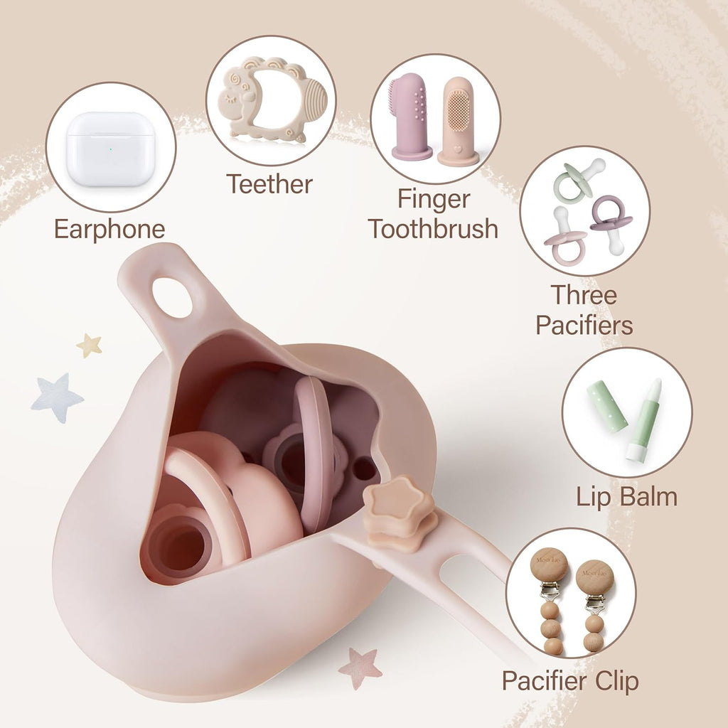 Moonkie Silicone Pacifier Holder Case: Cute Portable Pacifier Case, 2 Pack