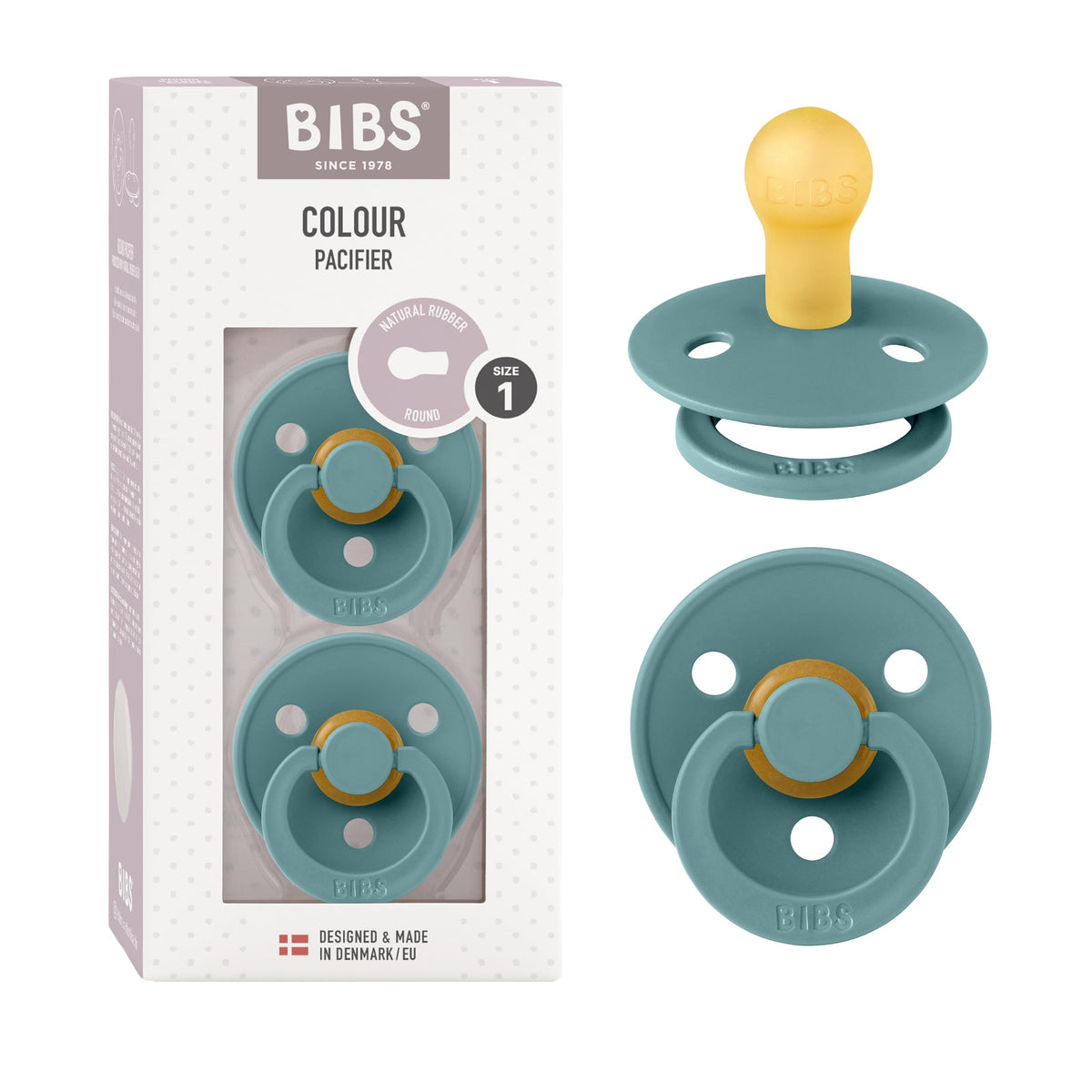 BIBS Pacifiers Colour Collection | Natural Rubber Baby Pacifier | Set of 2 BPA-Free Soothers | Made in Denmark | 0+ Months (Pack of 2) | Blush/Ivory