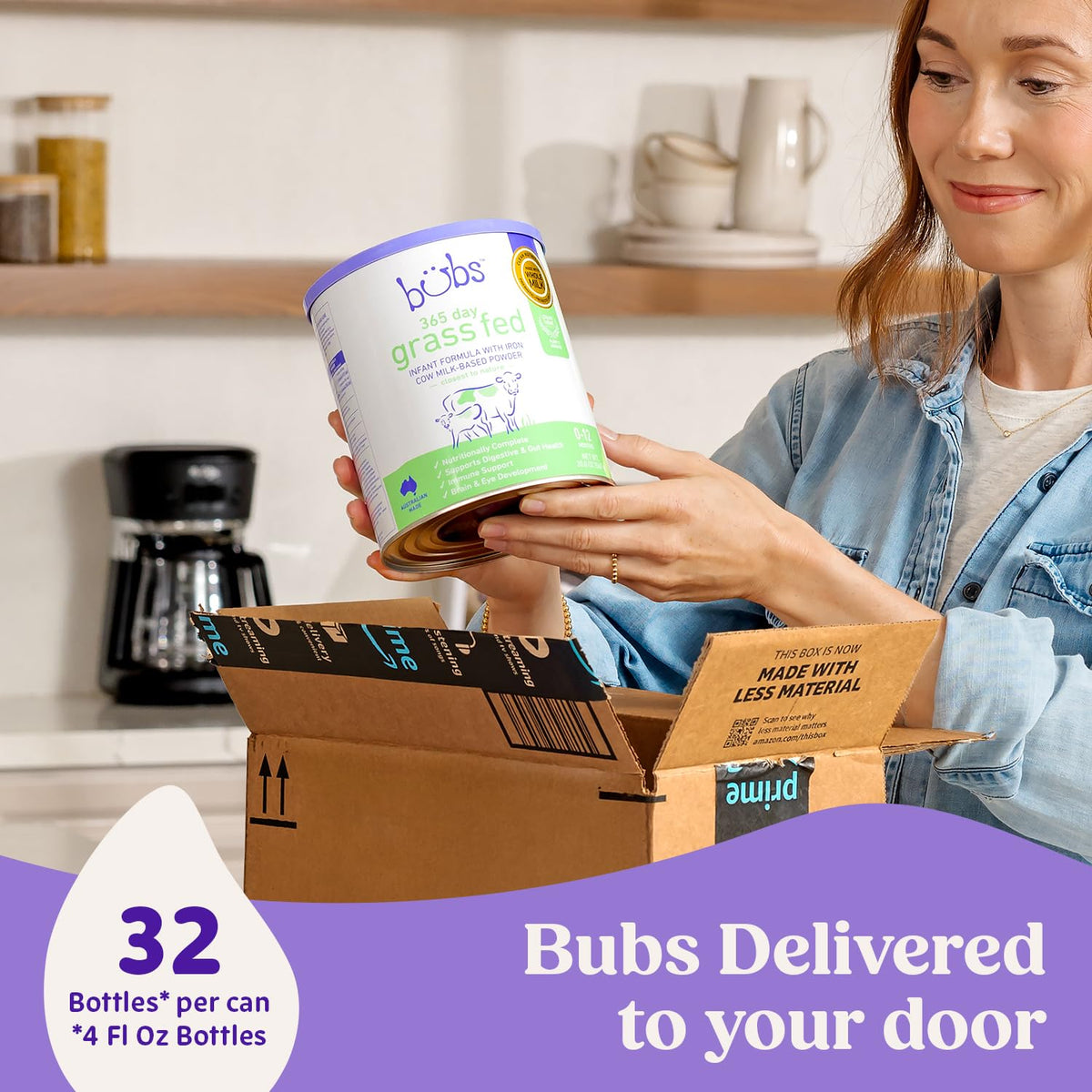 Bubs 365 Day Grass Fed Infant Formula for 0-12 Months, Non-GMO Milk, 20oz