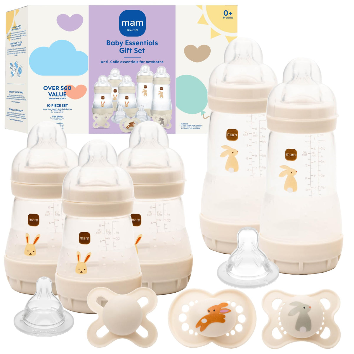 MAM Easy Start Anti-Colic 5 Baby Bottle & 3 Pacifier Newborn Gift Set