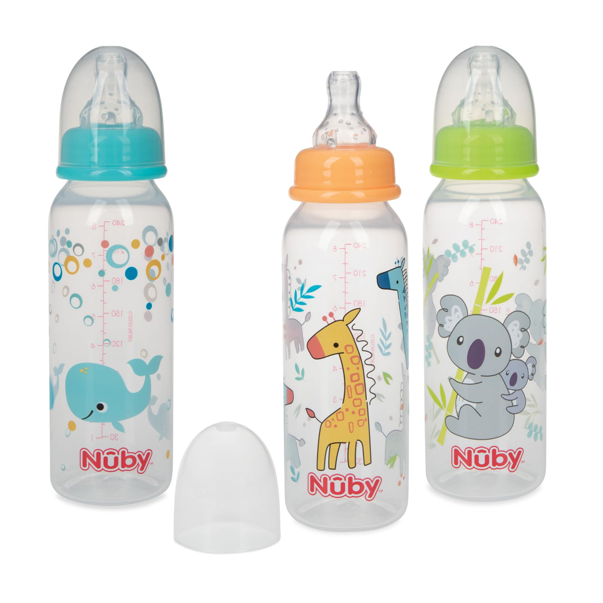 Nuby Printed Non-Drip 8 oz Bottle - 3 Pack