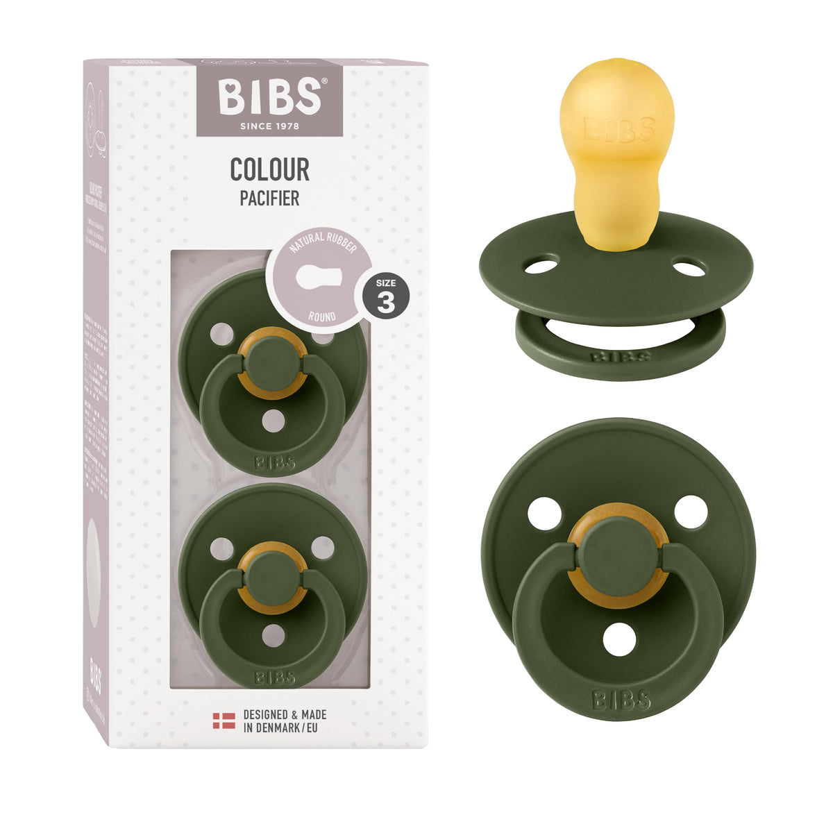 BIBS Pacifiers Colour Collection | Natural Rubber Baby Pacifier | Set of 2 BPA-Free Soothers | Made in Denmark | 0+ Months (Pack of 2) | Blush/Ivory