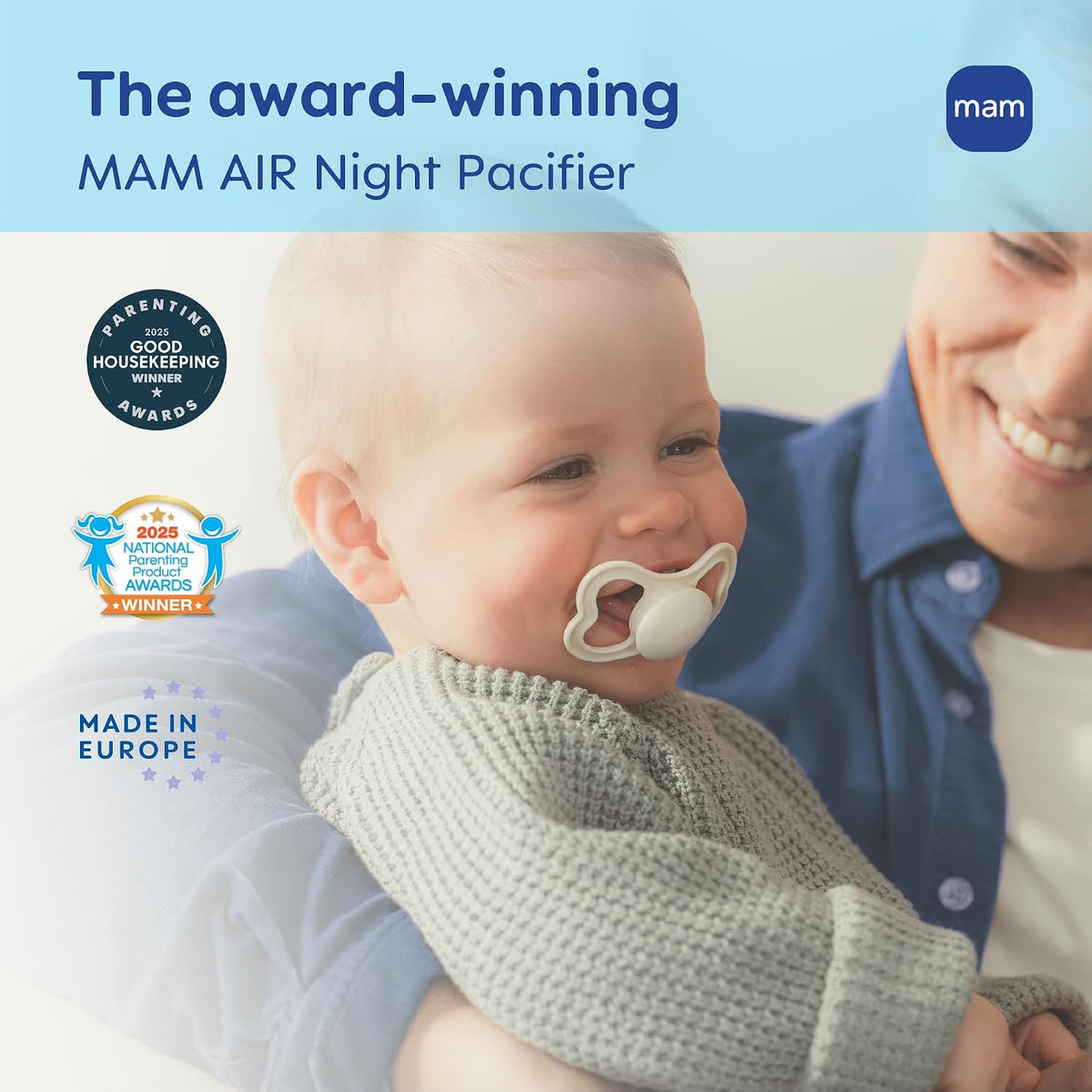 MAM Air Pacifier 16+ Months, Extra Air Flow for Sensitive Skin, 4 Pack