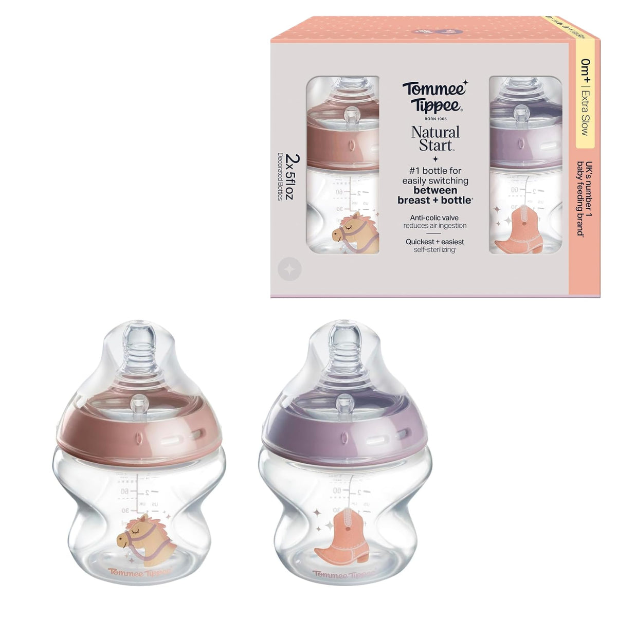 Tommee Tippee Natural Start Baby Bottles, Anti-Colic, 0m+, 5oz