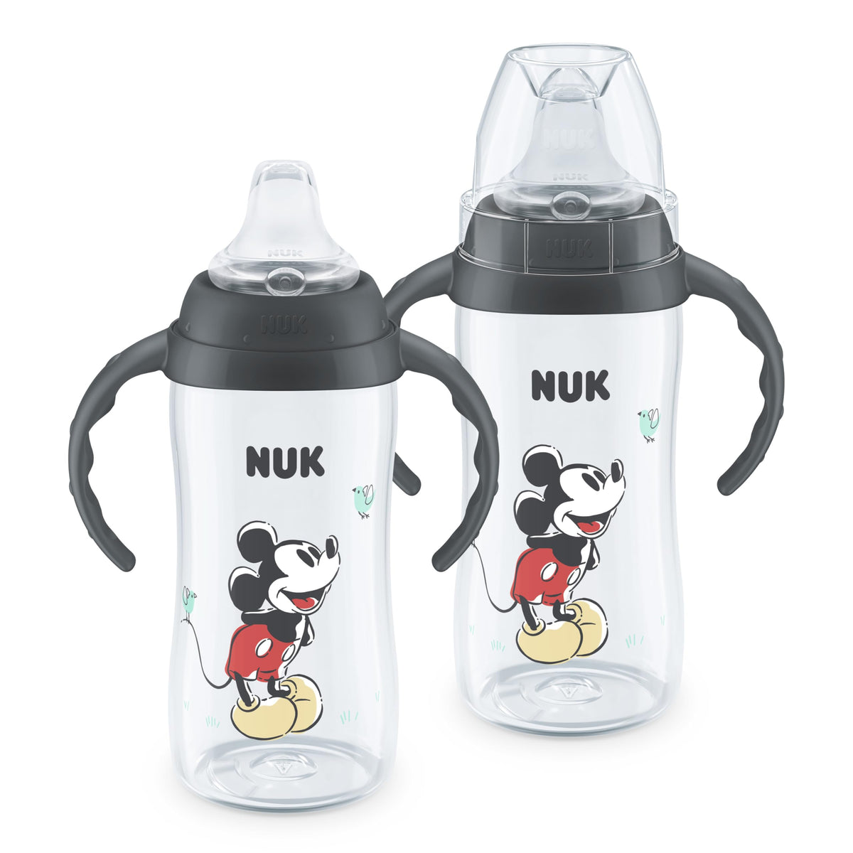 NUK Learner Cup, 10 Oz, Pack of 2, Minnie Mouse – Soft Spout, Easy-Grip Handles, BPA Free, Spill Proof Transition Sippy Cup