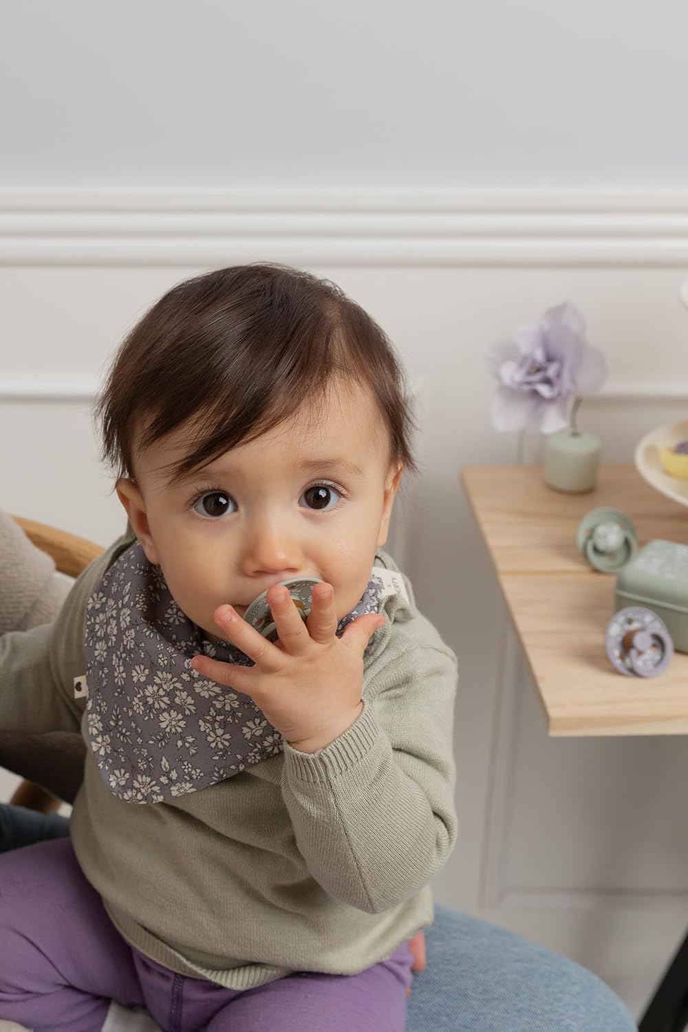BIBS x Liberty Colour Pacifier, 0-6 Months, 2-Pack, Round, Capel Dusty Blue