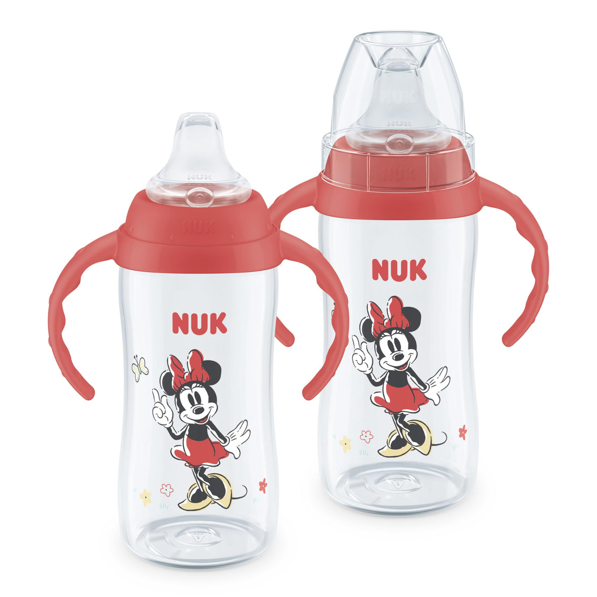 NUK Learner Cup, 10 Oz, Pack of 2, Minnie Mouse – Soft Spout, Easy-Grip Handles, BPA Free, Spill Proof Transition Sippy Cup