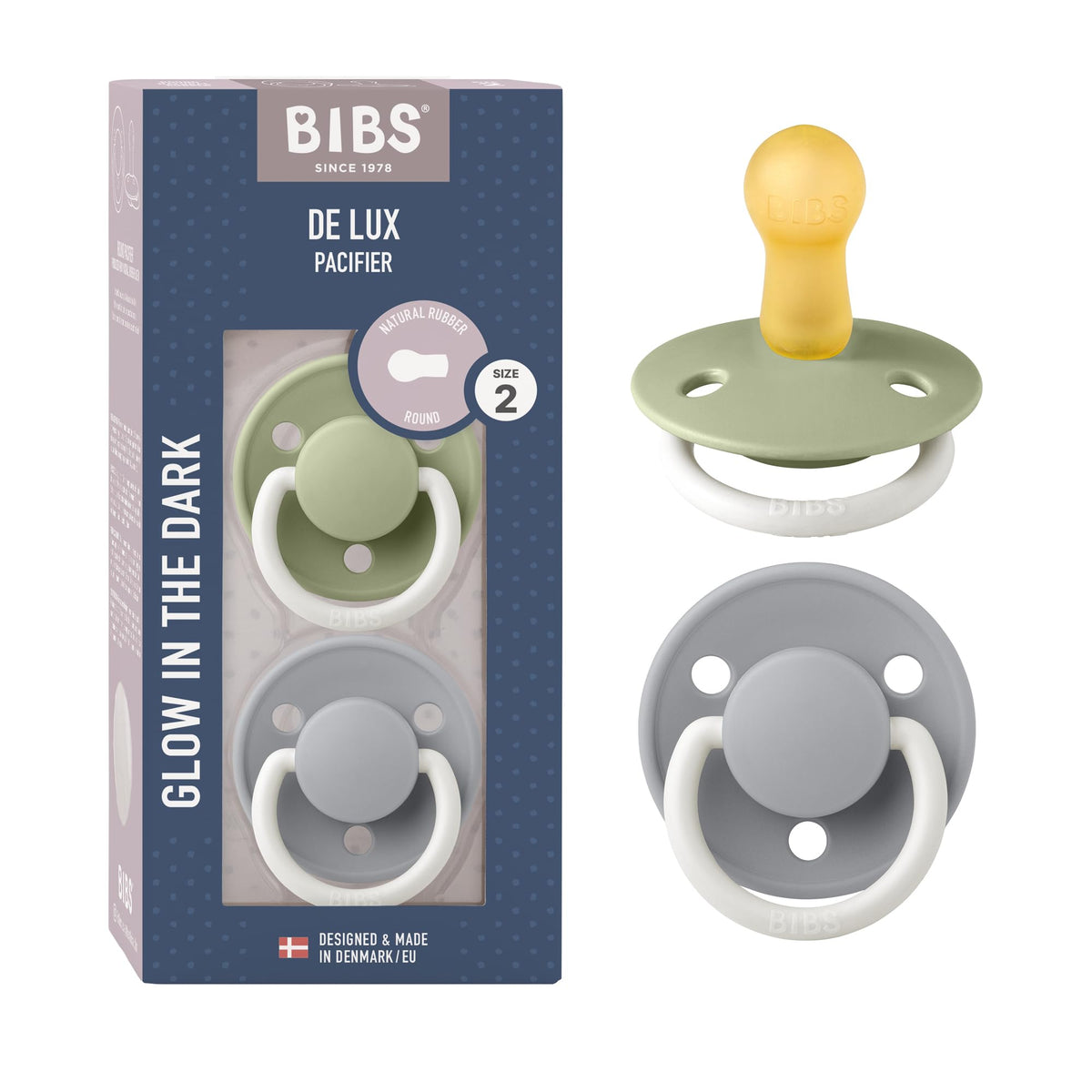 BIBS Pacifiers - De Lux Collection | BPA-Free Baby Pacifier | Made in Denmark | Set of 2 Ivory/Blush Color Premium Soothers | Size 6-18 Months
