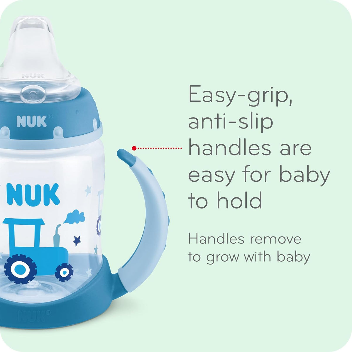 NUK Learner Cup, 10 Oz, Pack of 2, Minnie Mouse – Soft Spout, Easy-Grip Handles, BPA Free, Spill Proof Transition Sippy Cup