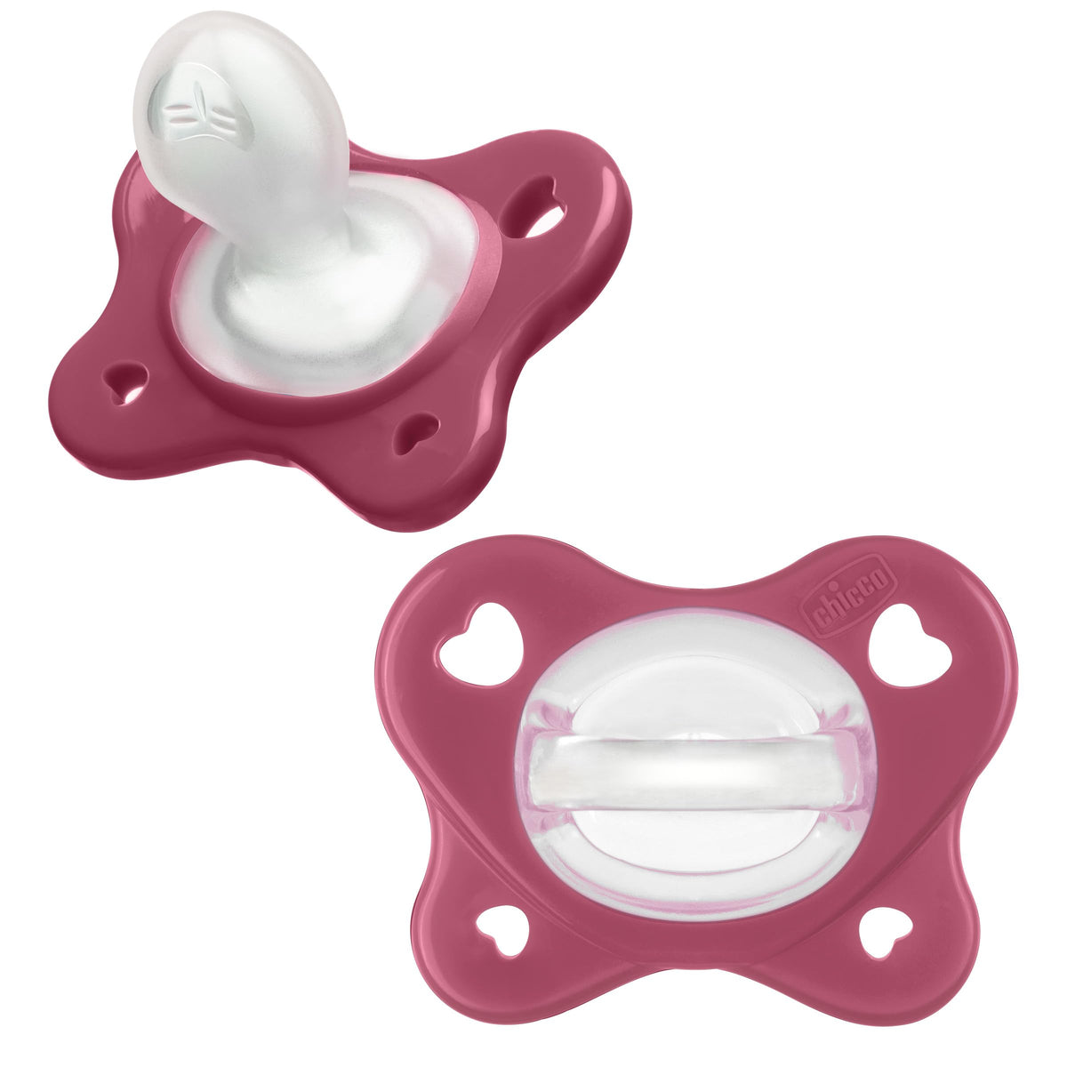 Chicco Dual Soft Orthodontic Pacifier One-Piece Silicone, 6-16m, 2-Pack