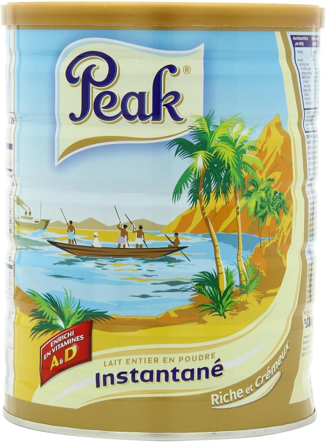 Peak Whole Milk Powder, 2 Pound (900g) Can - European Milk from Holland, rBST Free, Full Rich Flavor, Dissolves Instantly, Long Shelf Life, Premium Full Fat Quality