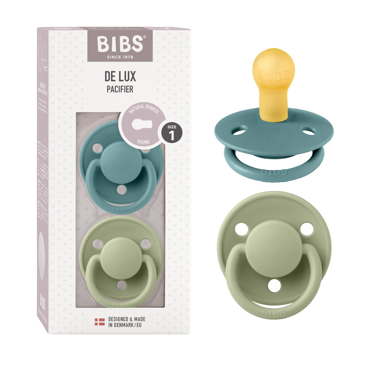 BIBS Pacifiers - De Lux Collection | BPA-Free Baby Pacifier | Made in Denmark | Set of 2 Ivory/Blush Color Premium Soothers | Size 6-18 Months
