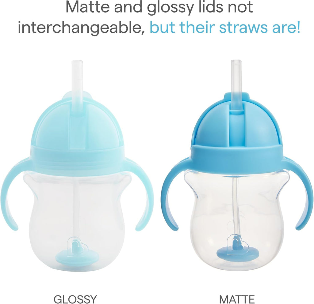 Munchkin Any Angle Sippy Cups for Toddlers, Spill Proof Weighted Straw Cup with Transition Handles for Babies 6 Months and Up, 2 Pack, Blue/Green
