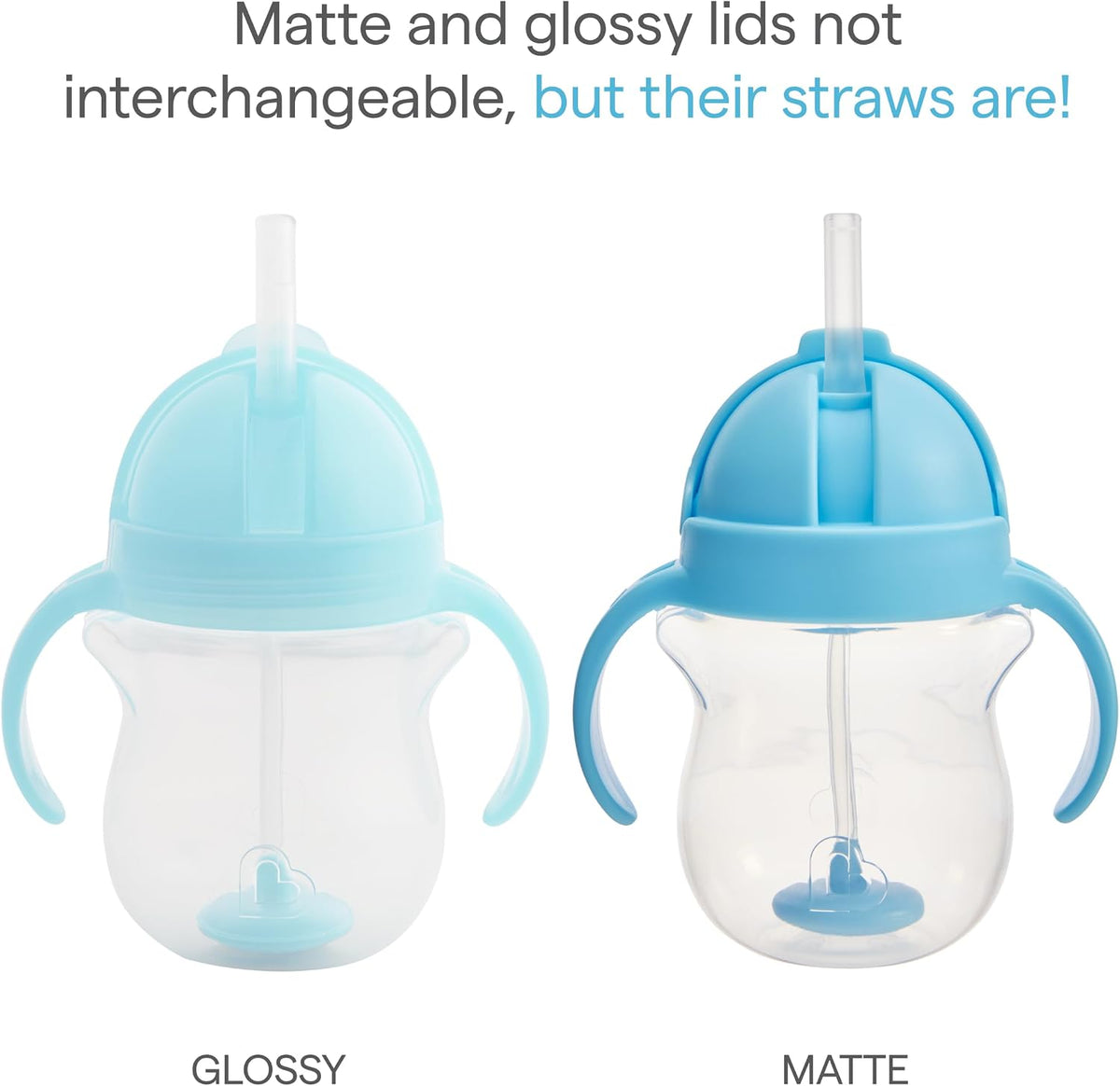 Munchkin Any Angle Sippy Cups for Toddlers, Spill Proof Weighted Straw Cup with Transition Handles for Babies 6 Months and Up, 2 Pack, Blue/Green