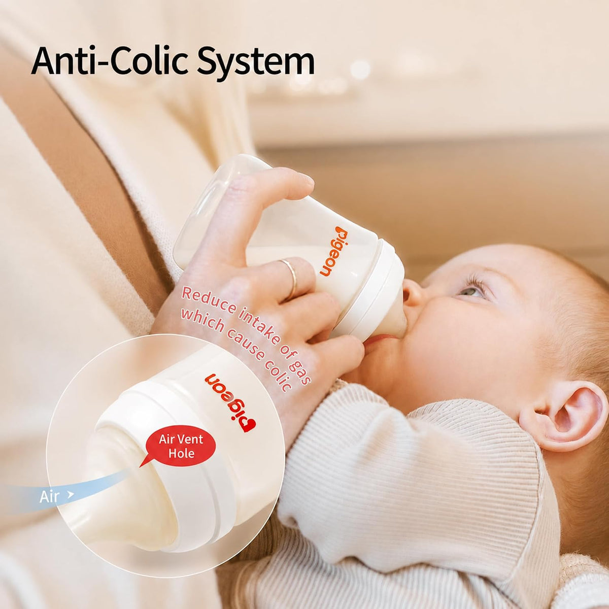 Pigeon PP Wide Neck Anti-Colic Nursing Bottle, 8.1 oz, 4-Pack