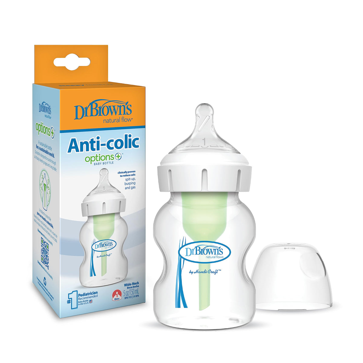 Dr. Brown's Anti-Colic Options+ Wide-Neck Baby Bottles, 9 oz, 4-Pack