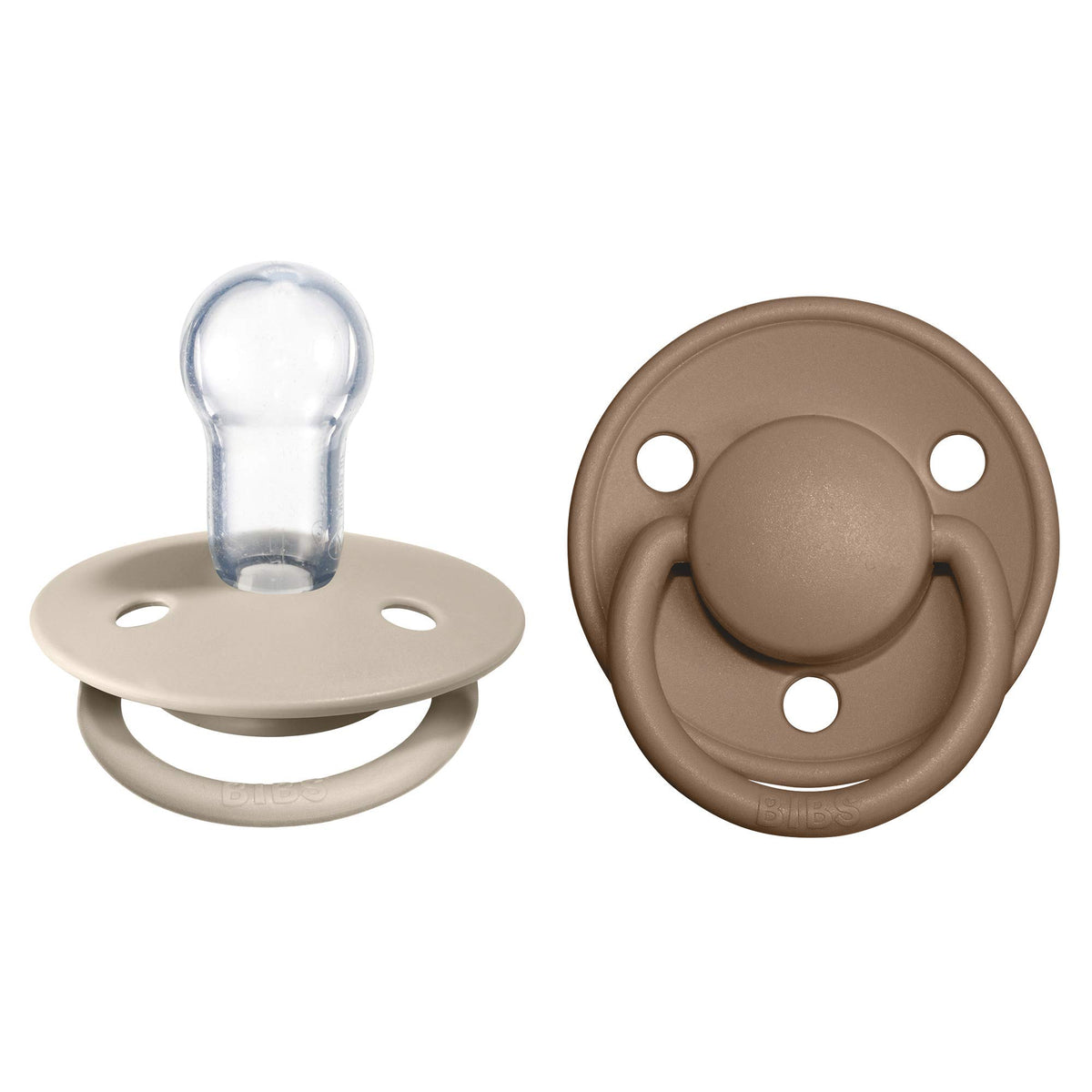 BIBS Pacifiers - De Lux Collection | BPA-Free Round Nipple | Silicone | Made in Denmark | Set of 2 Blush Night/Vanilla Night Color Premium Soothers | Size One Size