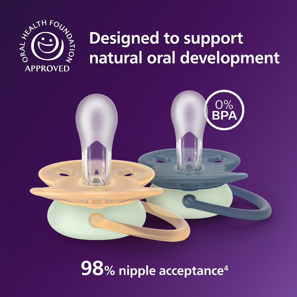 Philips Avent Ultra Soft Day & Night Baby Pacifier, 6-18 Months, BPA-Free