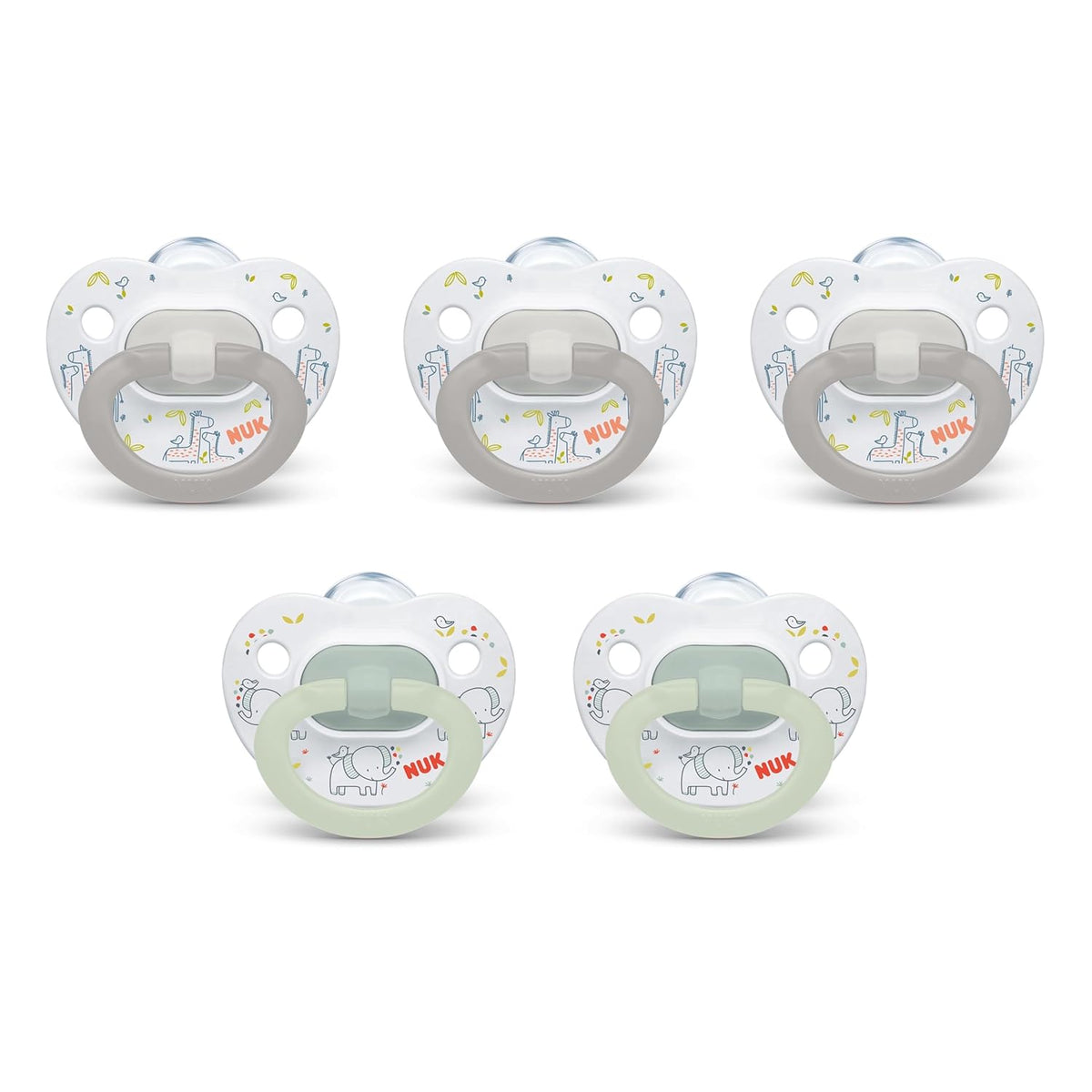 NUK First Choice Classic Orthodontic Baby Pacifier, 18-36 Months Toddler Pacifier, Blue & Orange, Baby Must Haves, 5-Pack