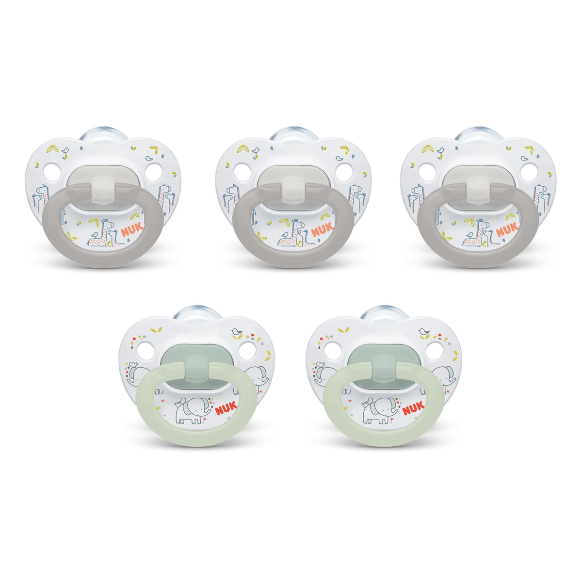 NUK First Choice Classic Orthodontic Baby Pacifier, 18-36 Months Toddler Pacifier, Blue & Orange, Baby Must Haves, 5-Pack