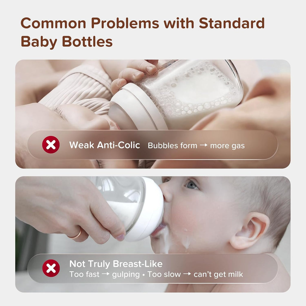 Thyseed PPSU Anti-Colic Baby Bottle, Breast-Like Slow Flow Nipple for Breastfed Babies (1m+), 5 oz/160 mL, 1 Pack