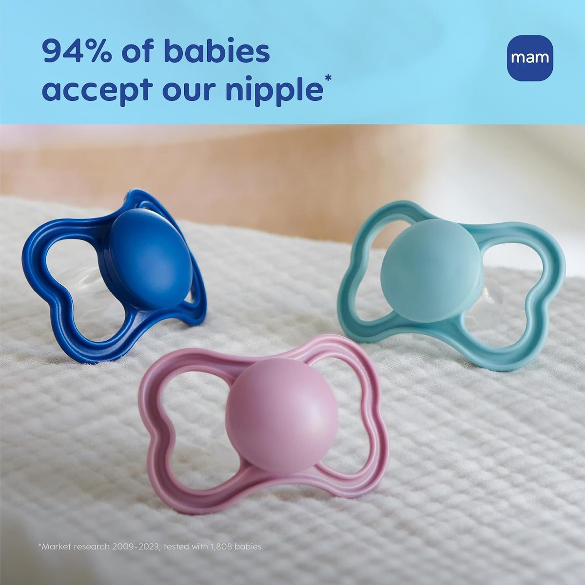 MAM Air Pacifier 6-16 Months, Extra Air Flow for Sensitive Skin, 4 Pack