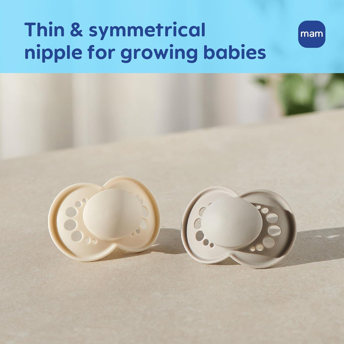 MAM Original Matte Baby Pacifier 6-16 Mths, Natural Latex Nipple, 2 Pk