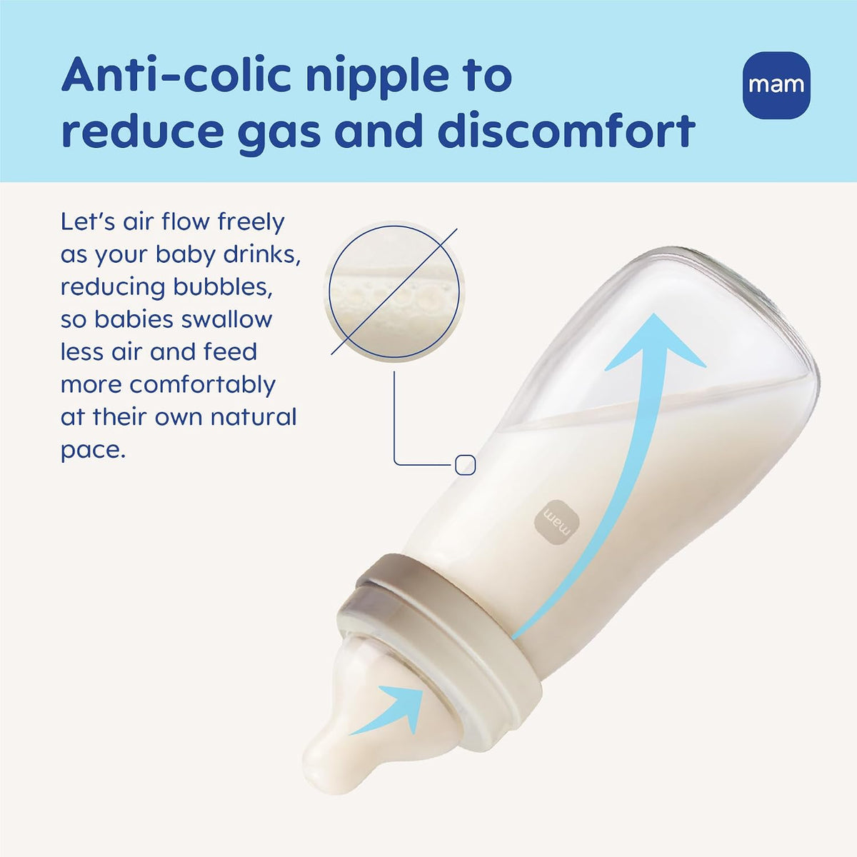 MAM 6oz Pure Glass Feel Good Anti-Colic 0+ Months Baby Bottle, 3 Pack, Boy