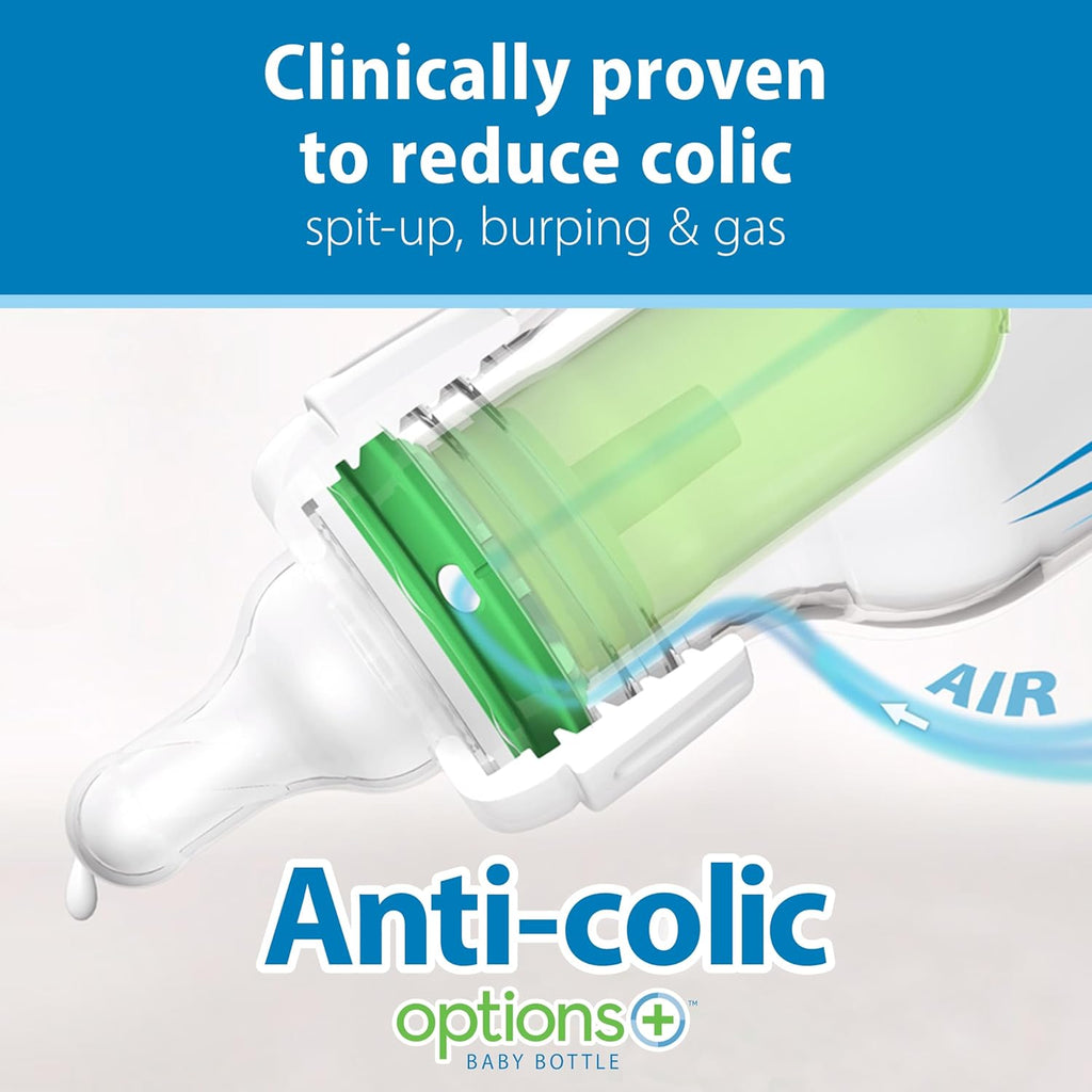 Dr. Brown's Anti-Colic Options+ Narrow Baby Bottles, Purple, 8 oz, 3-Pack