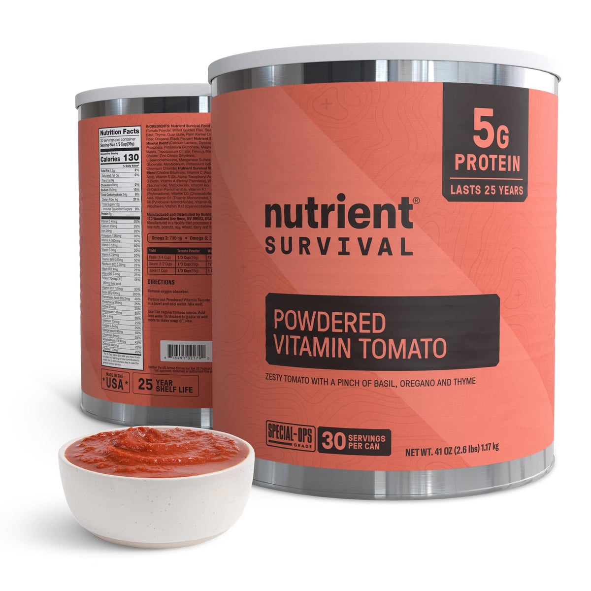 Nutrient Survival Vitamin Powdered Milk, Freeze Dried Prepper Supplies & Emergency Food Supply, 21 Essential Nutrients, Soy & Gluten Free, Shelf Stable Up to 25 Years, One Can, 50 Servings