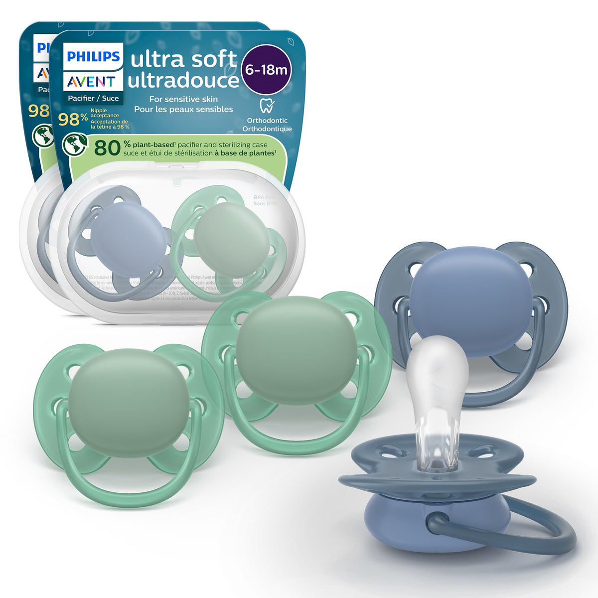 Philips Avent Ultra Air Baby Pacifier for 6-18 Months, BPA-Free, 4-Pack