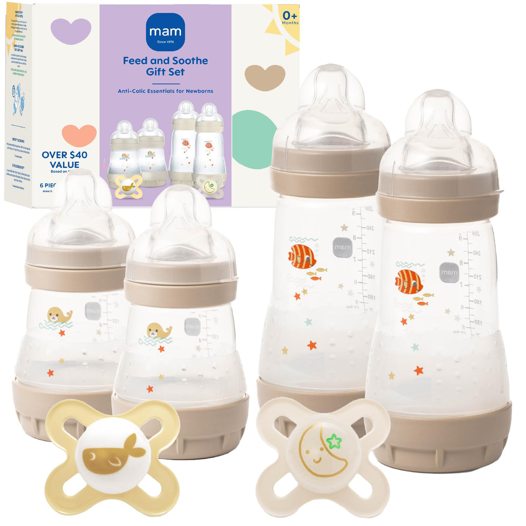 MAM Easy Start Anti-Colic+ Baby Bottle & Pacifier Starter Set 0+Months 6 Pk