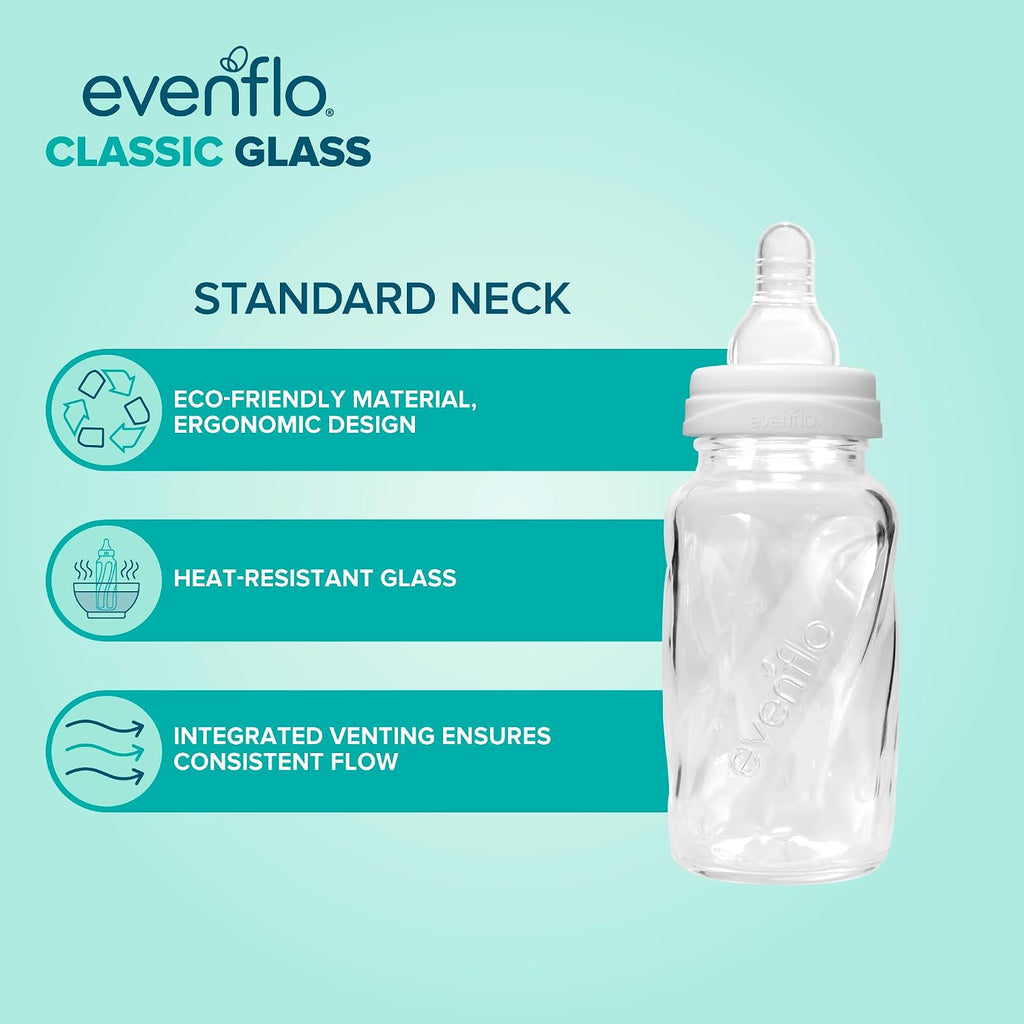 Evenflo Feeding Classic Glass Twist Bottles, 4 Ounce (Pack of 6)
