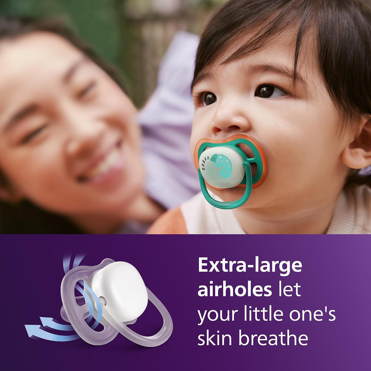 Philips Avent Ultra Air Nighttime Pacifier, 6-18 Months, BPA-Free, 4-Pack