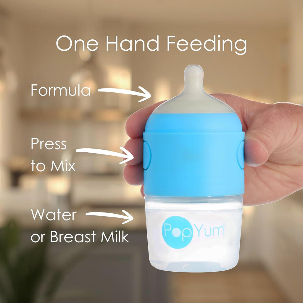PopYum 5 oz Blue Anti-Colic Formula Making Baby Bottles, 3-Pack