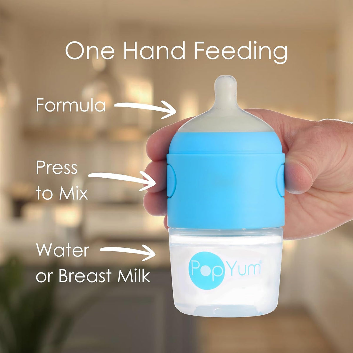 PopYum 5 oz Blue Anti-Colic Formula Making Baby Bottles, 3-Pack