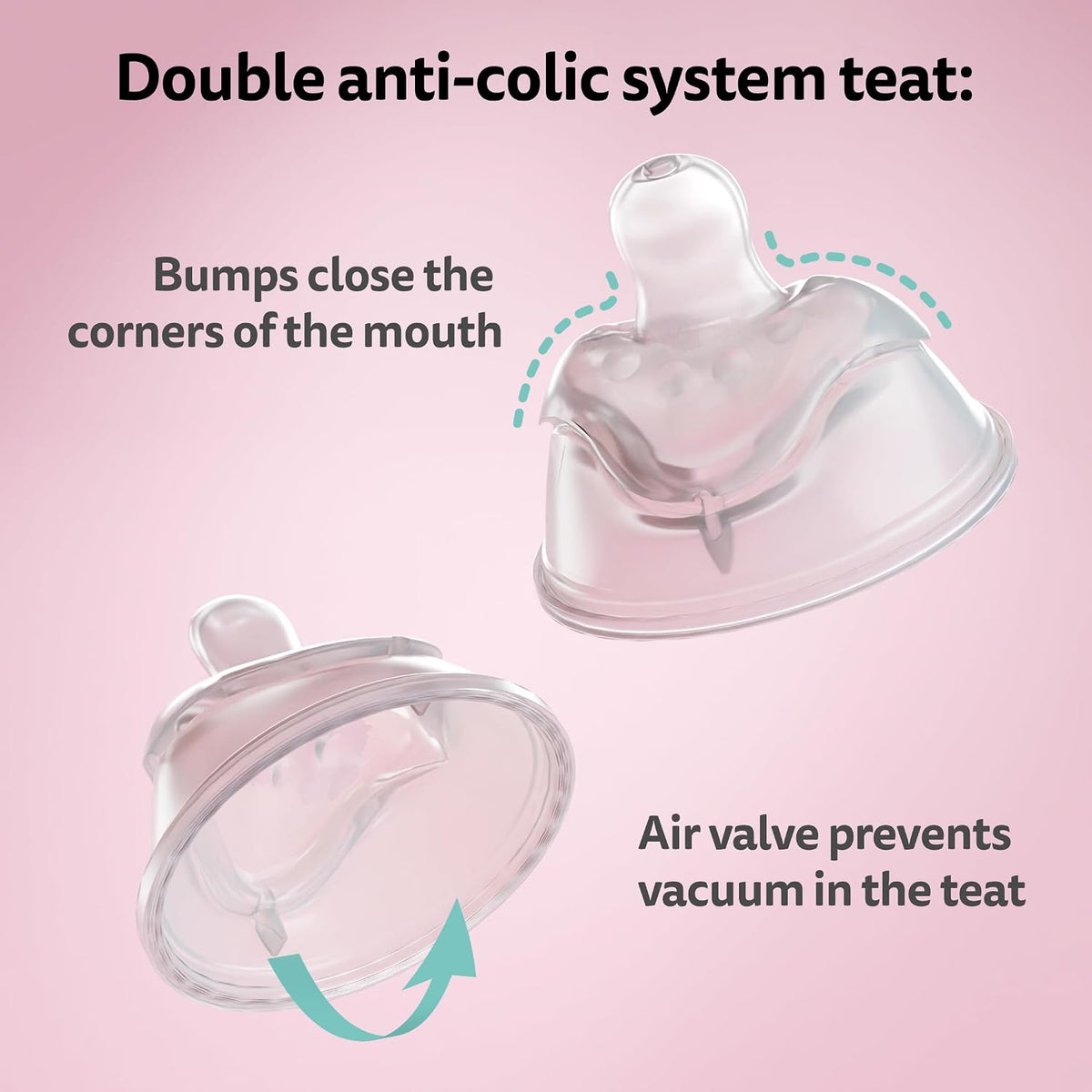 Herobility Anti-Colic Baby Bottles 8.5 fl oz/240ml - Pack of 4 Plastic Baby Bottles, Slow Flow Plastic Bottles, Breast-Shaped Teat for Breastfed Babies – Multicolor – White, Gray, Pink, Hawthorn Rose