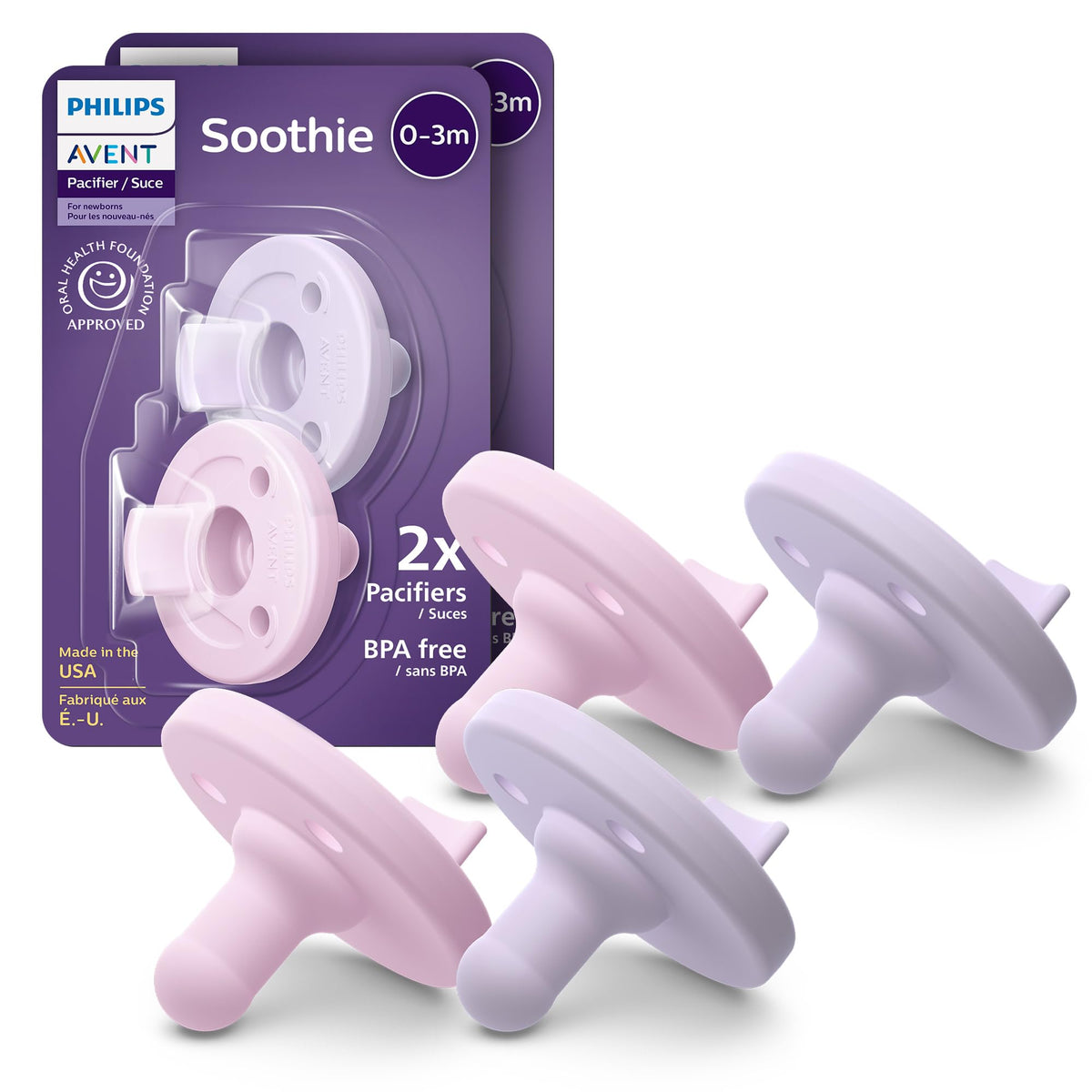 Philips Avent Soothie Baby Pacifier for 0-3 Months, BPA-Free, 4-Pack, Green