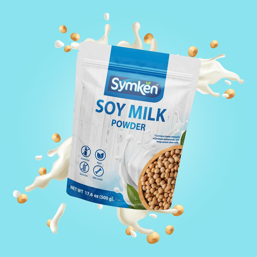 SYMKEN Sugar-free Soy Milk Powder 17.6 Oz (500g) | Vegan | High in Protein | Gluten free | Lactose free | Non-GMO | Plant-based | Non-Dairy | Added with Vitamins, Minerals, and Antioxidants