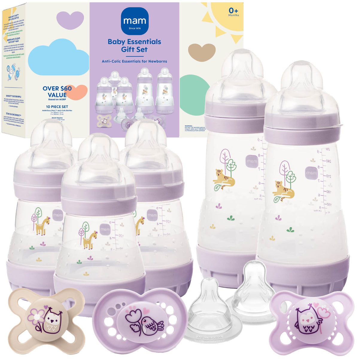 MAM Easy Start Anti-Colic 5 Baby Bottle & 3 Pacifier Newborn Gift Set