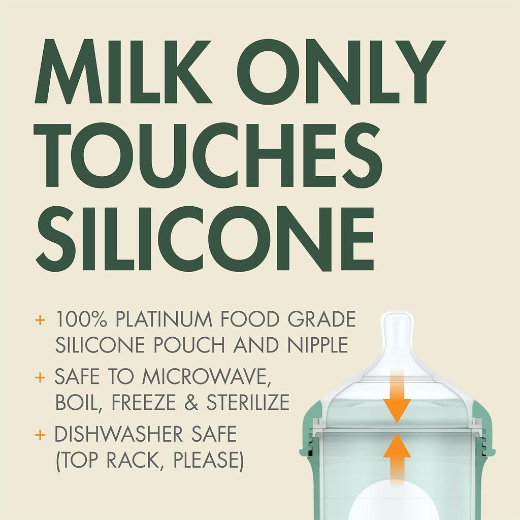 Boon Nursh Silicone Baby Bottles - Speckle Green - 8 Oz - 3 Count